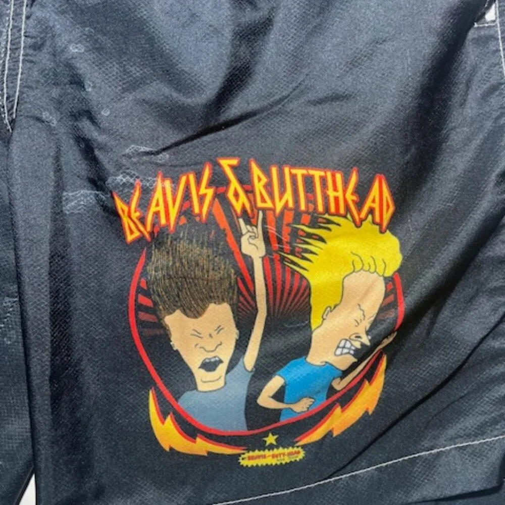 Vintage Retro‎ Black Stretch Beavis and Butthead Swim Trunks Memorabilia Sz M